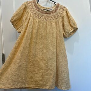 Zara Yellow Embroidered Kids Dress